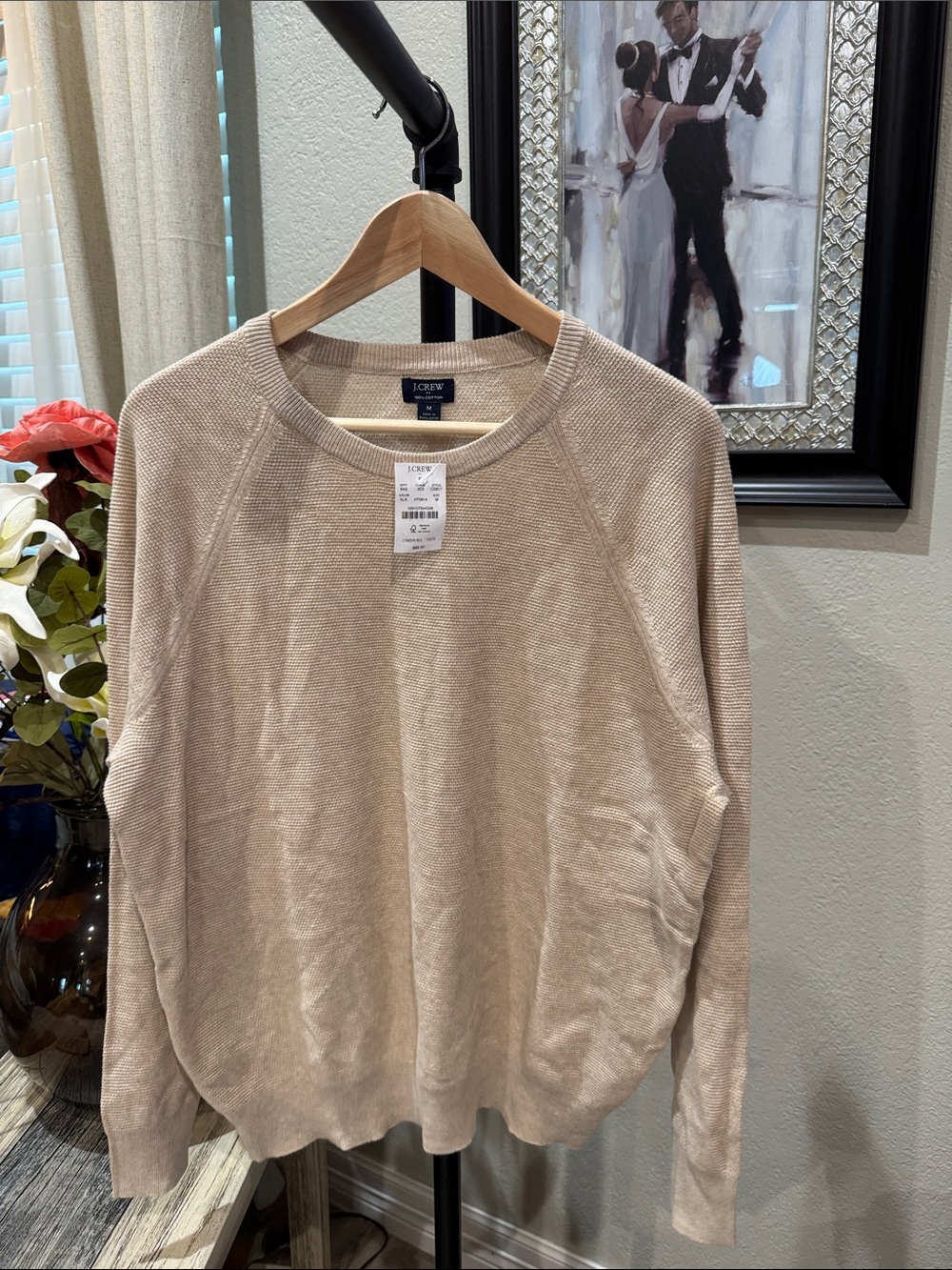 J. Crew Neutral Beige Lightweight Crewneck Sweater